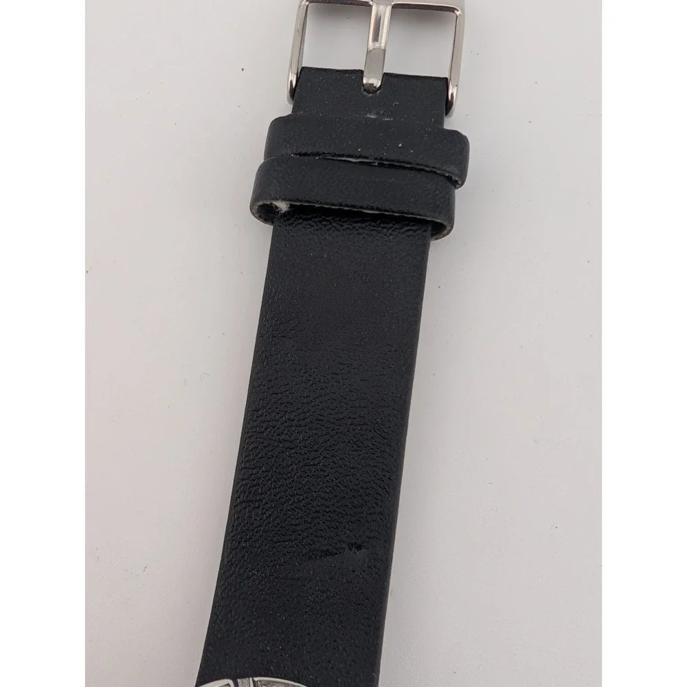 Avon Watch Women 26mm Silver Case Crystals‎ Black Band- New Battery